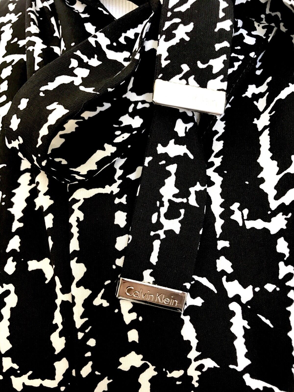 Calvin Klein Black & White Bow Neck Top . NWT Retails $59 Price $29 Size XS