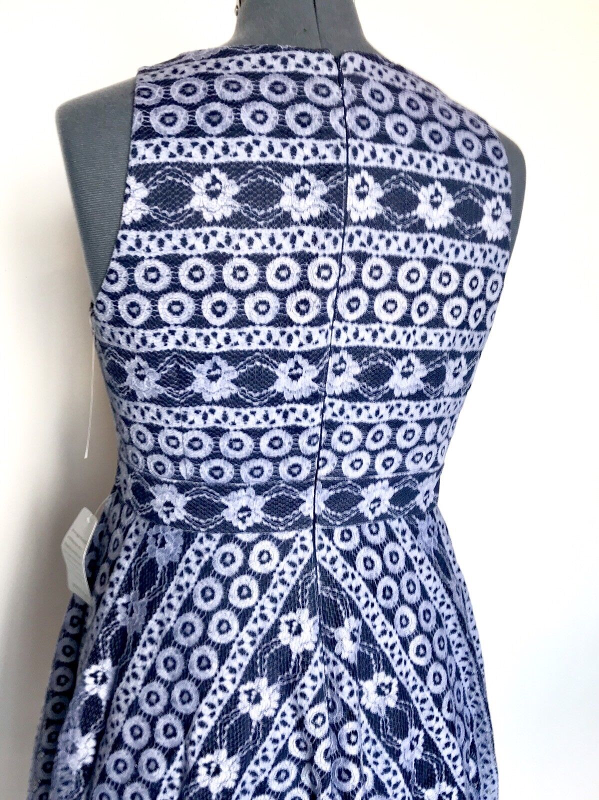 Eliza J Navy Blue & Lilac Lace Dress  NWT Retails $178 Price $69 Size 14P
