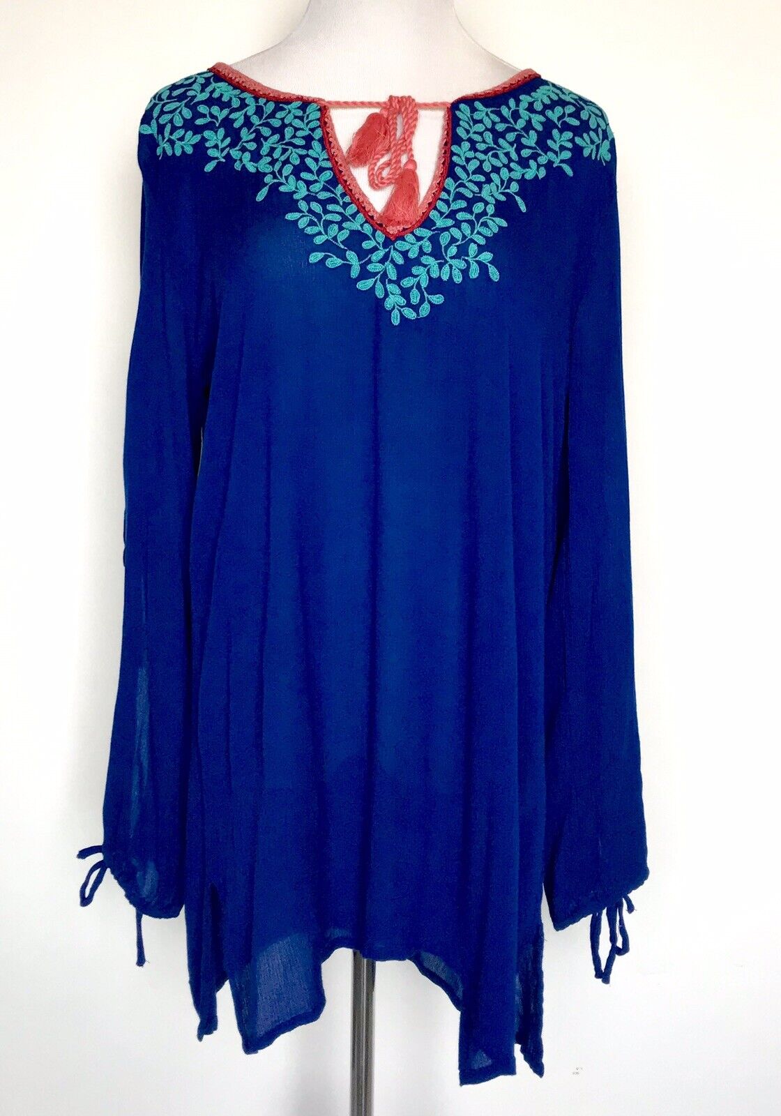 La Blanca Midnight Blue Leaf It Swim Cover Up Tunic S Retail $99 Price $59 NWT
