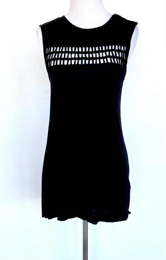 AllSaints Black Simmo Cutout Vest Tee.Retails $125 Price $49 Size S