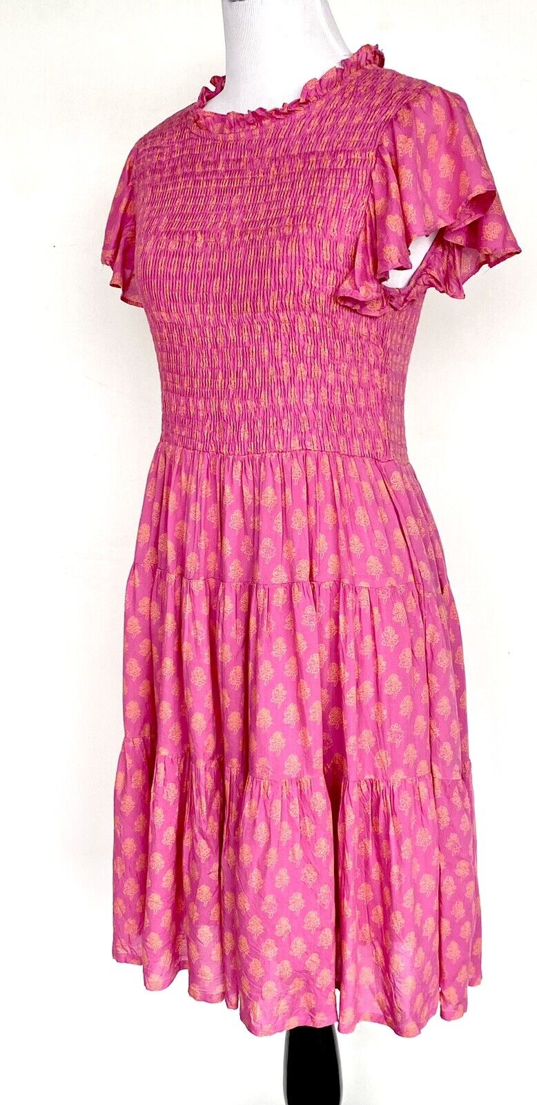 J Marie Mia Rose Smocked Ruched Tiered Dress size S Retail $168 Price $70 NWT