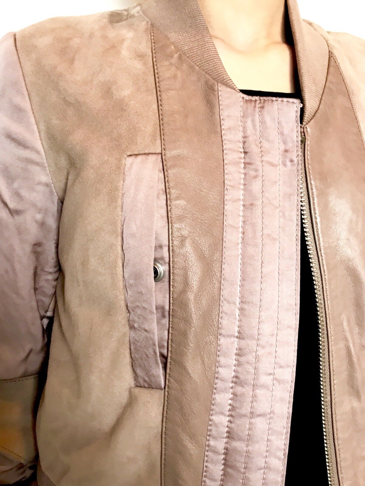 AllSaints Craddock Suede & Leather Jacket NWT Retail $530 Price $272 Size 0