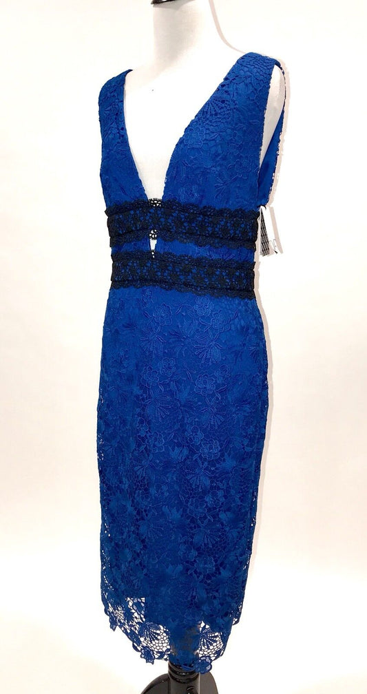Diane Von Furstenberg Blue & Black Lace Dress. NWT Retail $498 Price $226 Size 4
