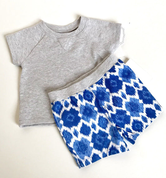 Nordstrom baby Grey Tee & Blue Shorts Set NWT  Retail $35 Price $14.50 3M
