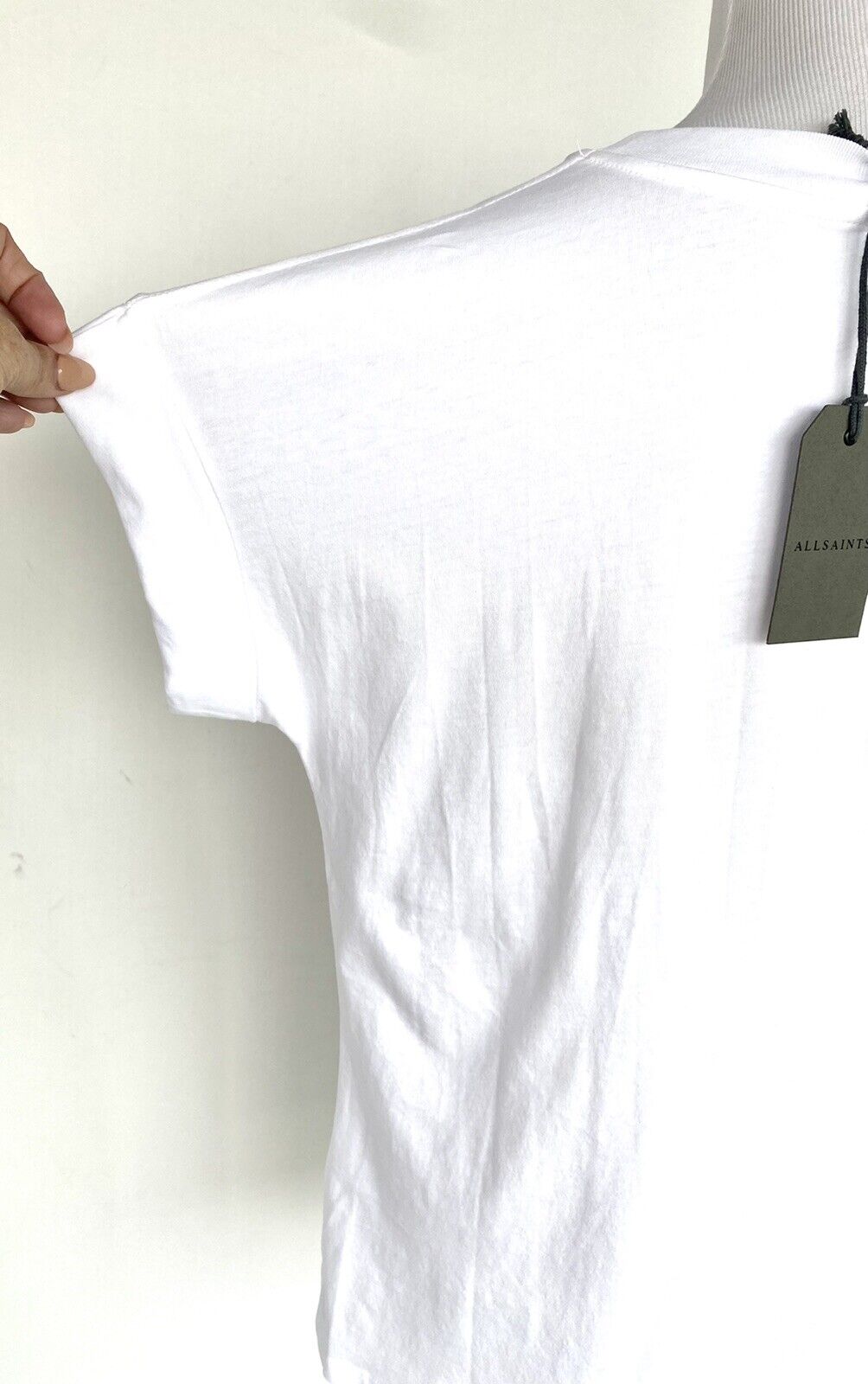 AllSaints City Imogen Boy Tee NWT Price $50 Size XS/S Roll Sleeve White