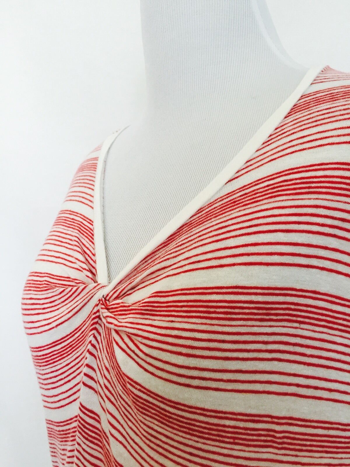 AllSaints Ile Stripe Linen Mix Red Ivory Tee. NWT Retail $70 Price $32 Size M