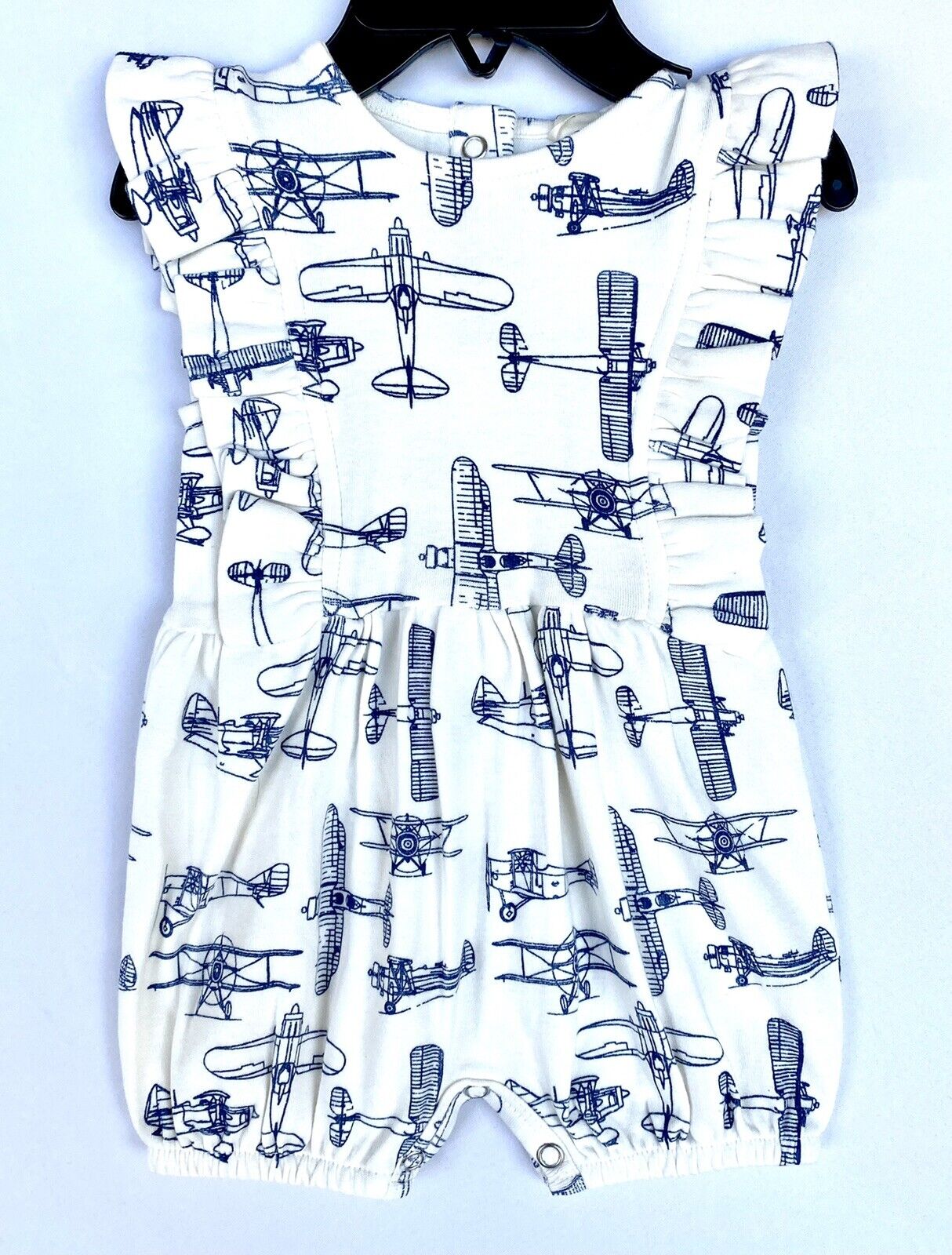 Kate Quinn 100% Organic Cotton Ruffle Romper Price $32 0-3 M Vintage Planes
