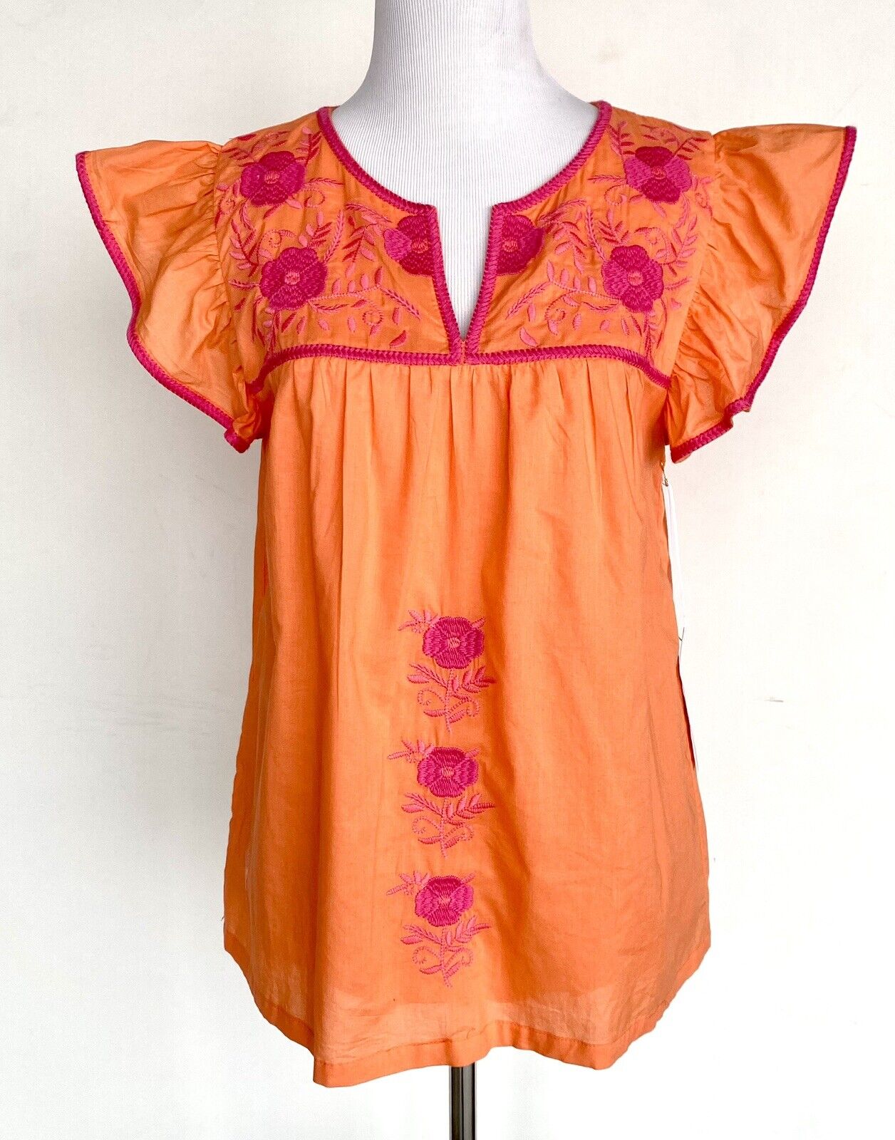NWT J Marie embroidered Krista Top size XS Retail $106 Price $53 pink Orange