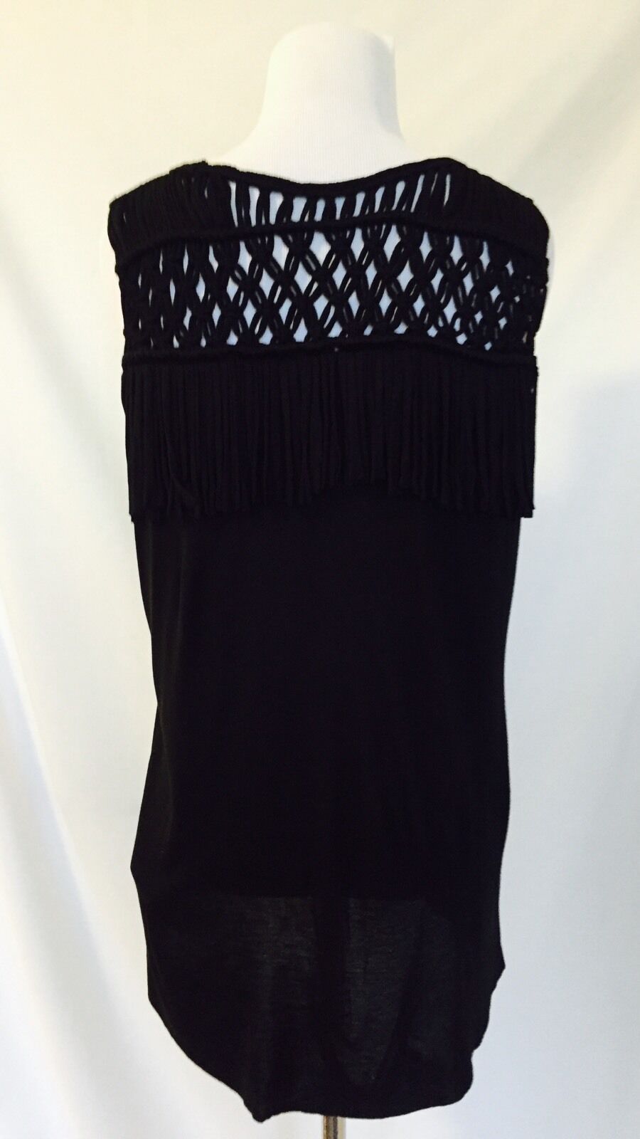 AllSaints Simmo Black Tassel Top NWT Retail $178 Price $58 Size S All Saints