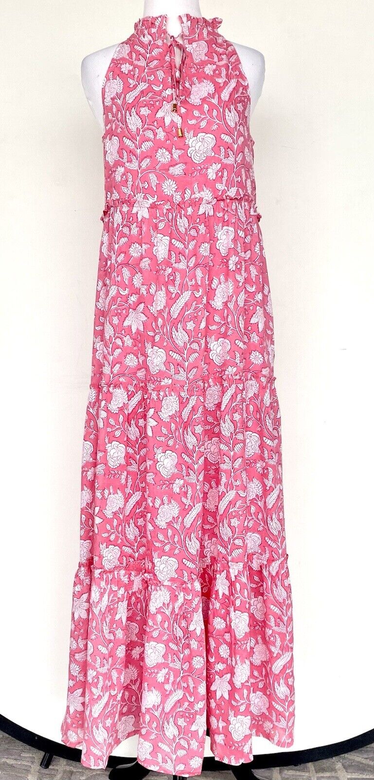 J Marie Emilia Rose ruffle tier maxi dress size S Retail $188 Price $85