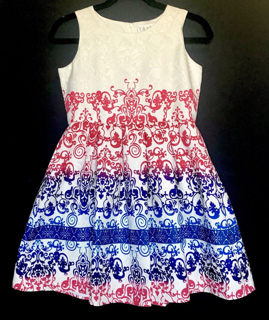Blush White Damask Fabric Dress. Age 14 Retails $69 Price $25 NWT