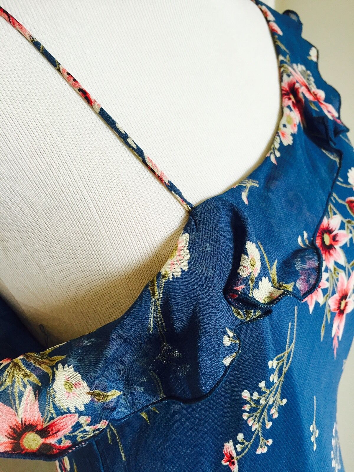 Papillon Blue Daisy one shoulder flowered Long dress. NWT size M. $29