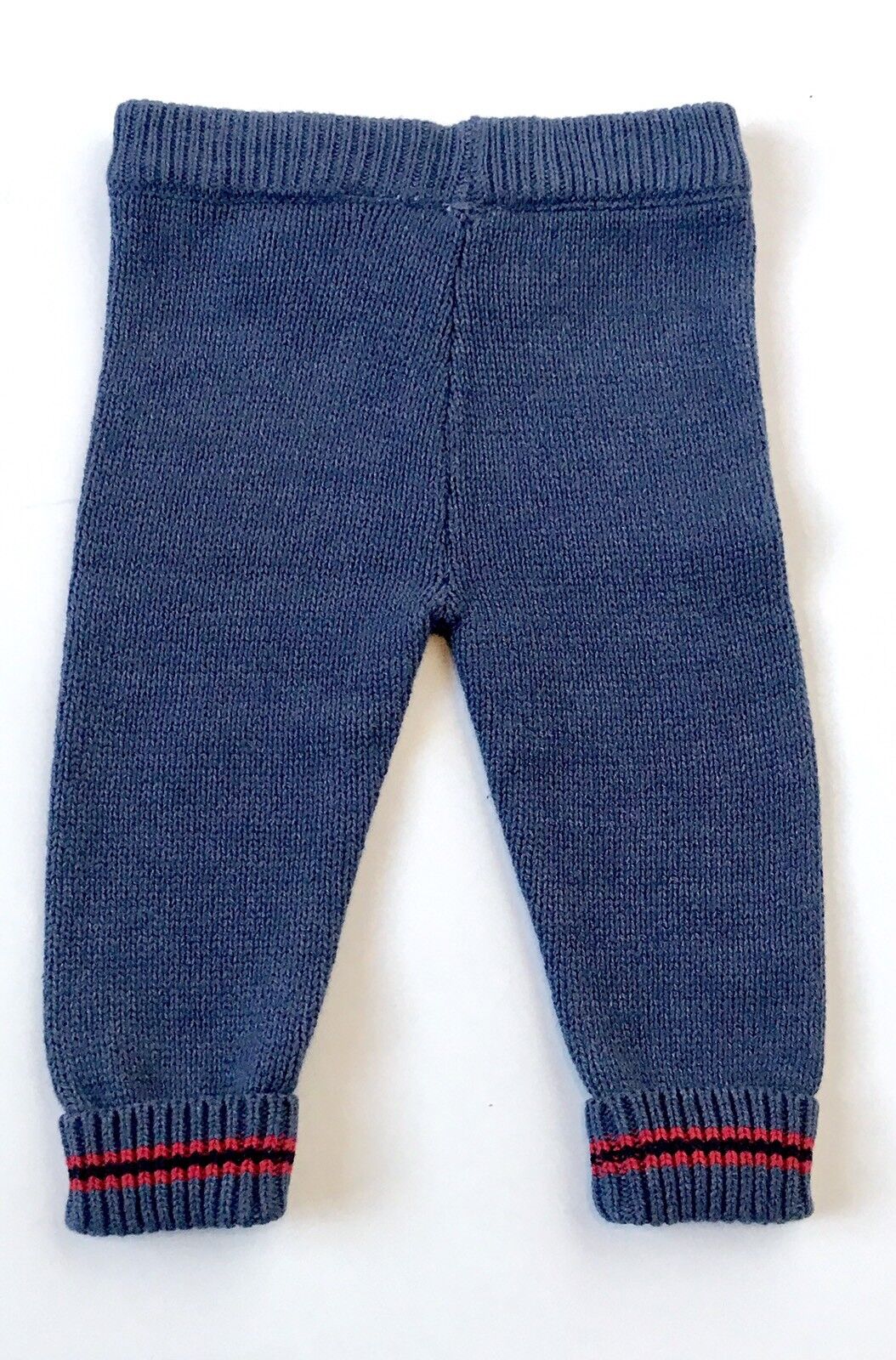 Joe Fresh Baby Blue Knitted Leggings With Red Leg Stripe. Price $14 Age 6-12 M