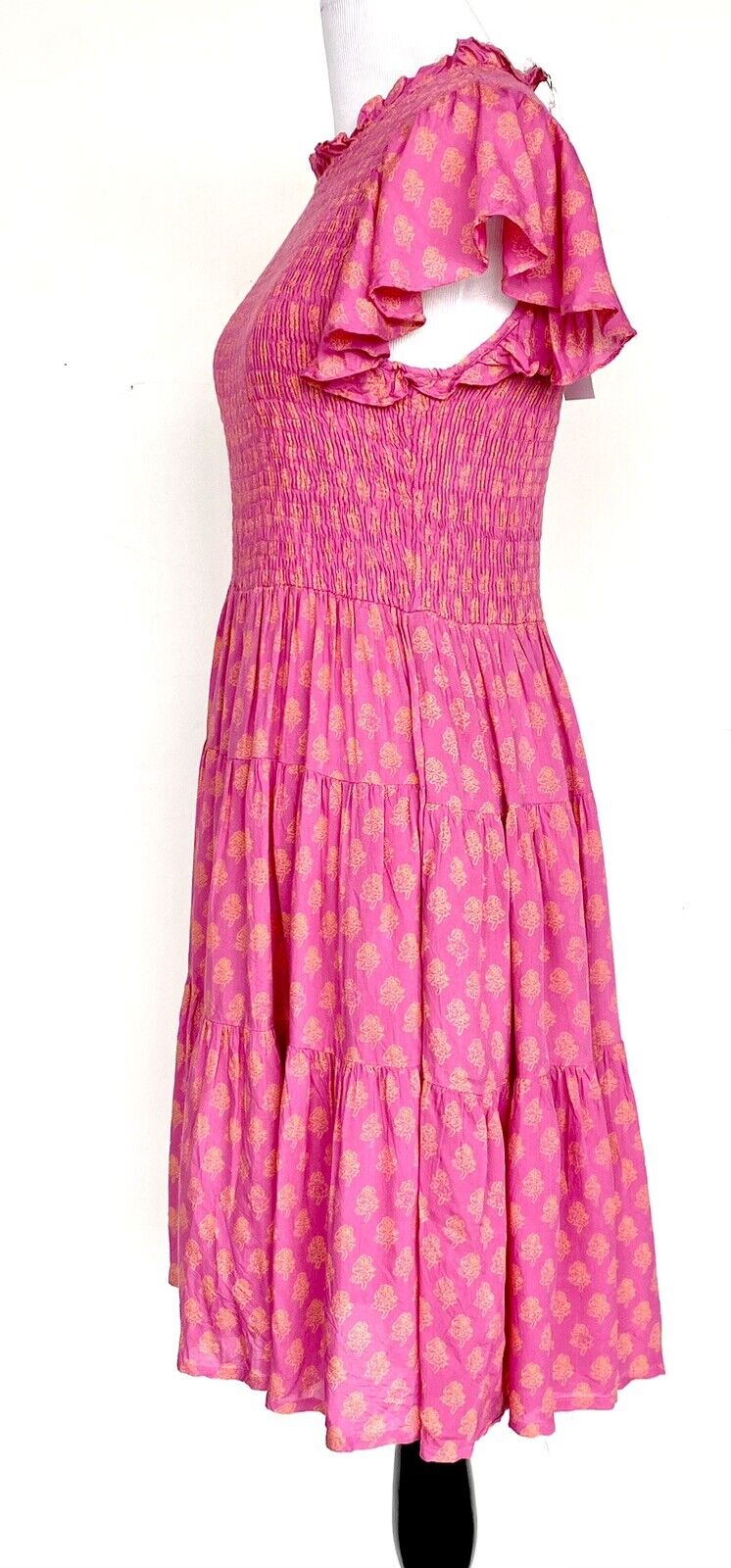 J Marie Mia Rose Smocked Ruched Tiered Dress size S Retail $168 Price $70 NWT