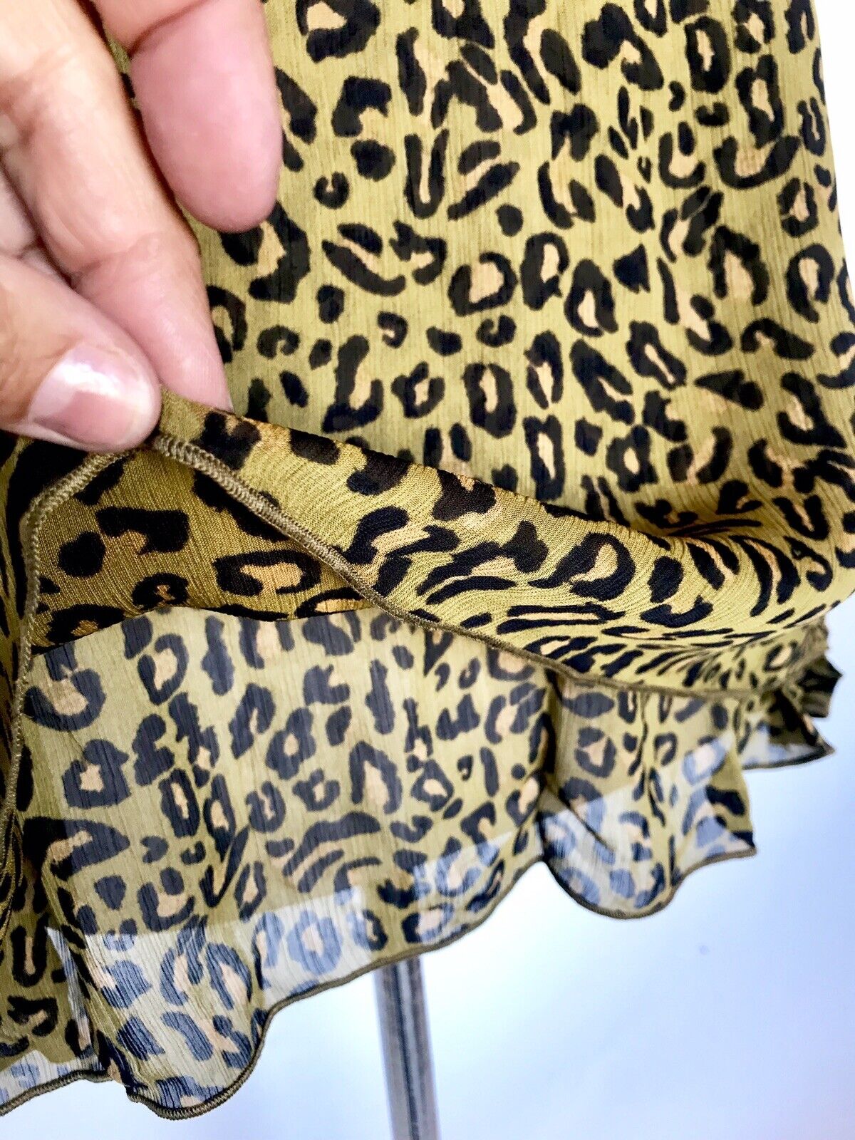 Scotch & Soda Green Animal Print Embroidered Top Blouse XS Retail $125 Price $56