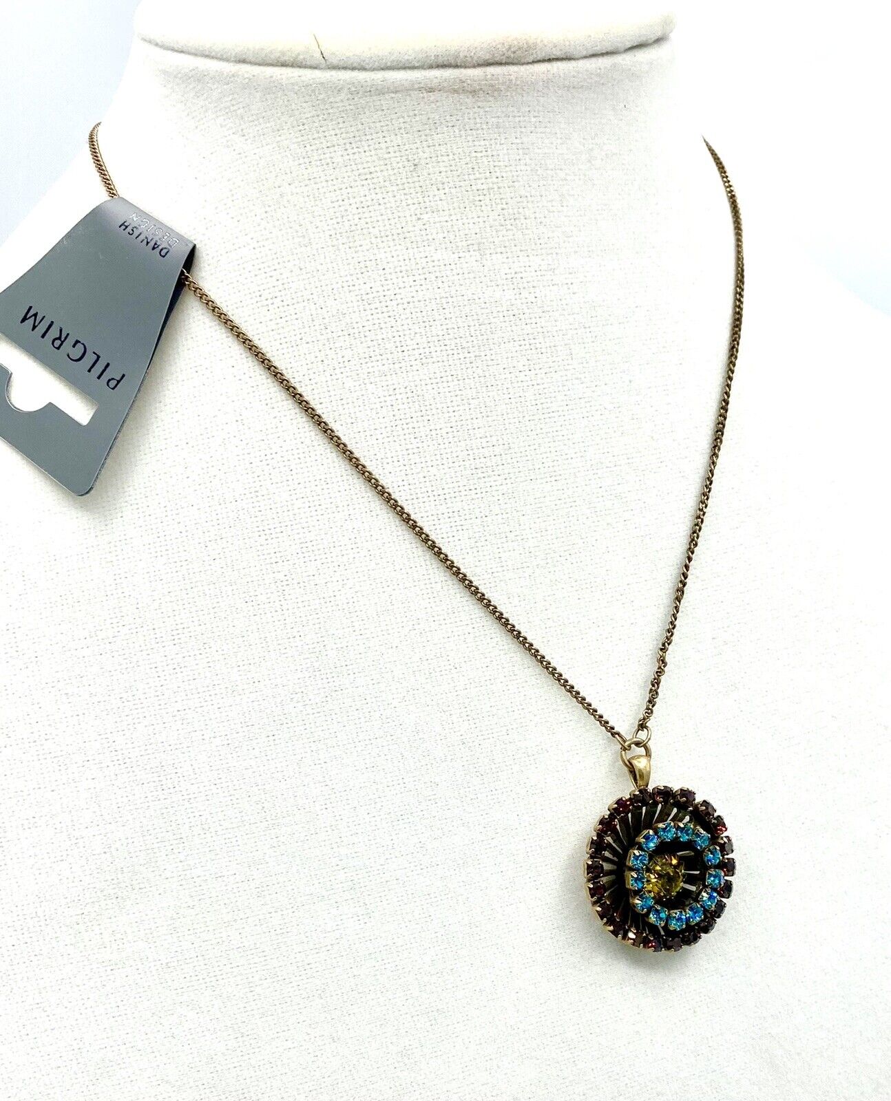 Pilgrim Jewelry Genuine Swarovski Crystal Pendant Necklace 14 Ct Gold Plated $18