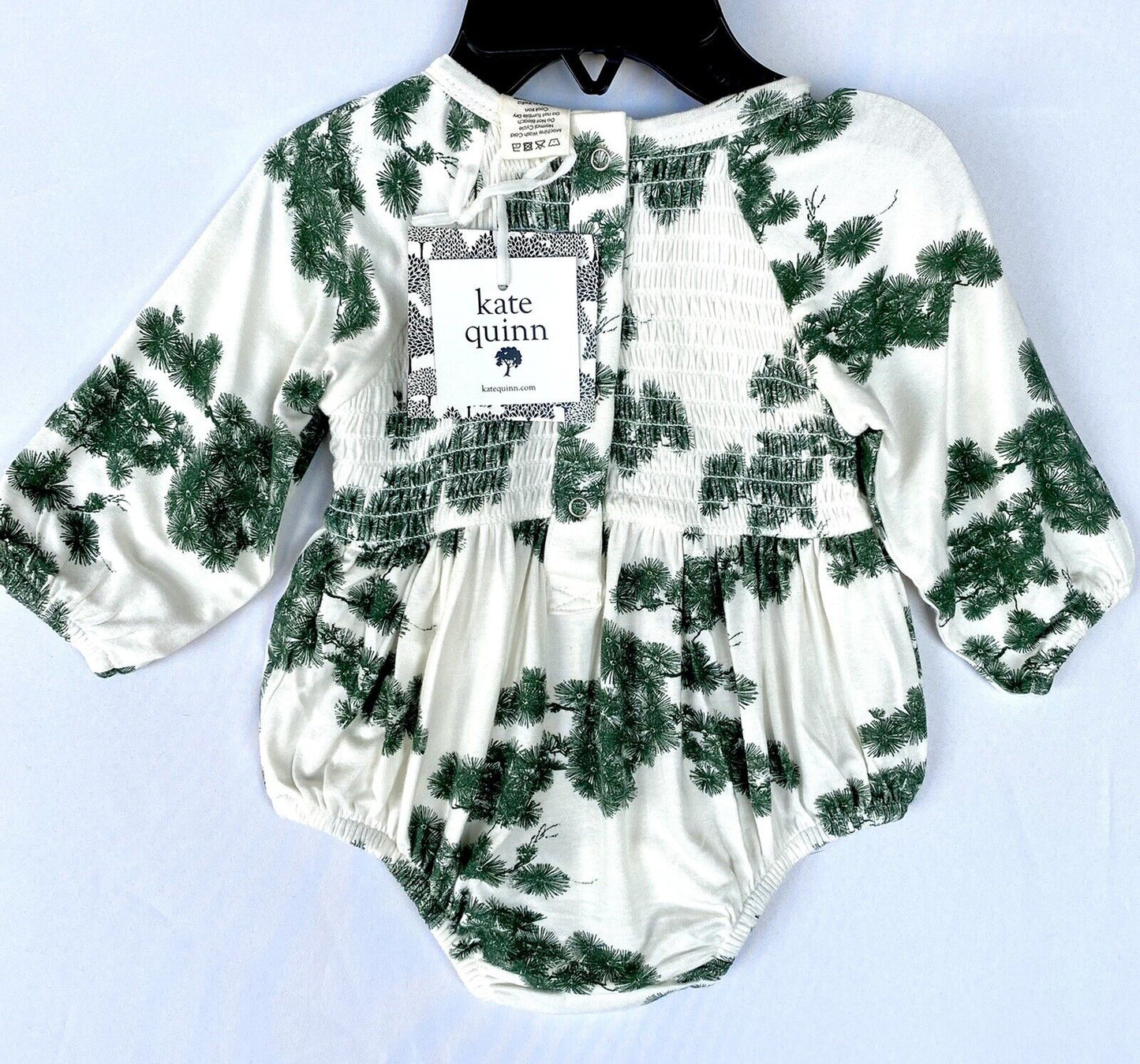 Kate Quinn Bamboo Pine Smocked bubble Romper Retail $38 Price $28 0–3 M Cream
