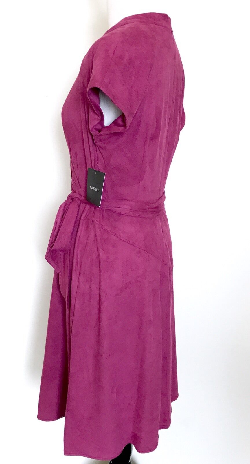 Ellen Tracy Faux Suede Dark Pink Wrap Dress. NWT Size 2 Retail $128 Price $39