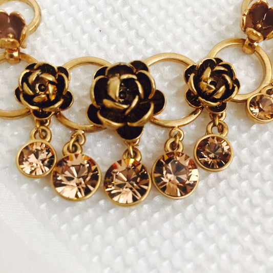 Pilgrim Necklace Genuine Swarovski crystal 14 Carat. Gold plate $14.95