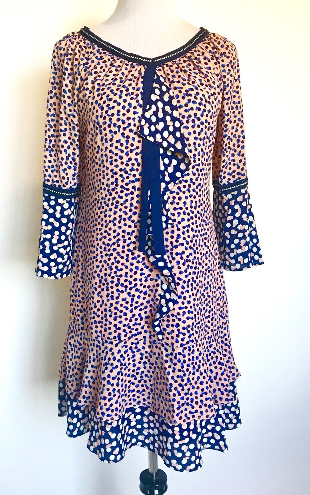 Nanette Lepore Spot Bell Sleeve Dress NWT Size 6 Price $72