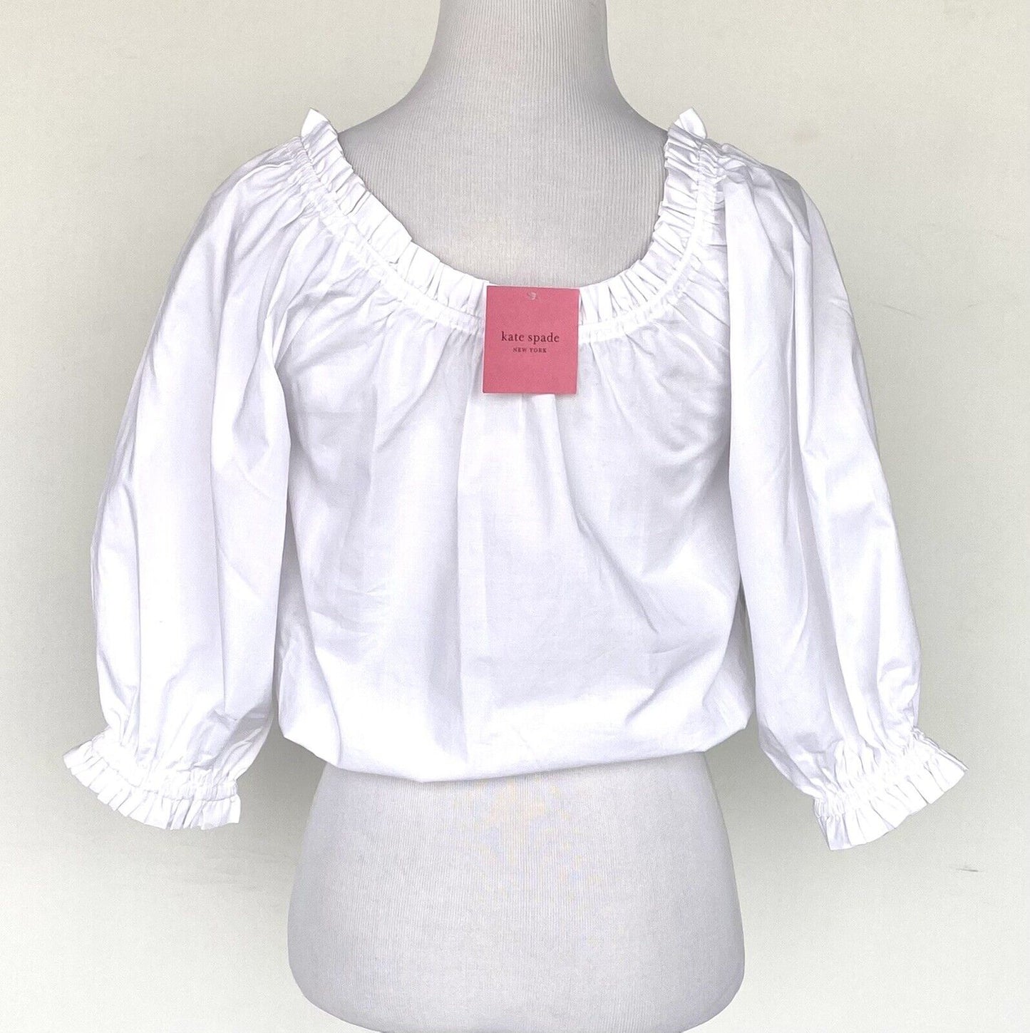 Kate Spade Aperitif White Poplin Top / Blouse NWT Retail $128 Price $84 Size XS