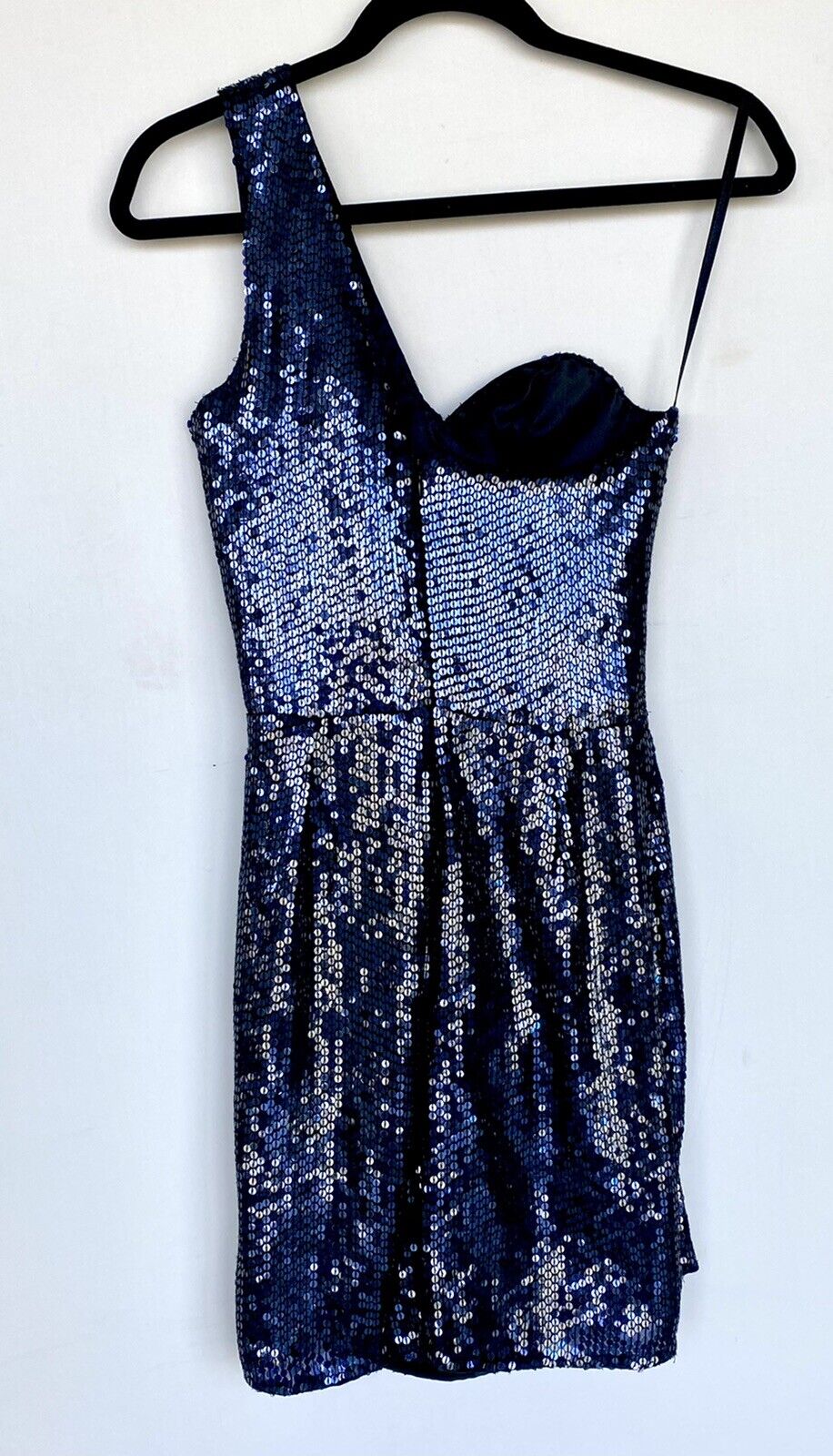 Parker Blue Sequin Cocktail One Shoulder Dress XS Retail $498 Price $128 NWT