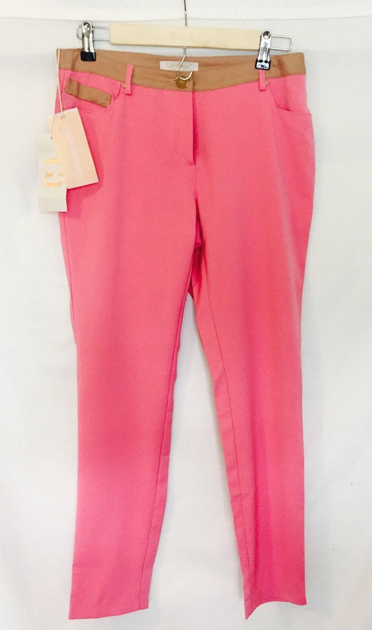 Carla Giannini Gold Italian Designer cropped tapered pink Pants NWT size M $25