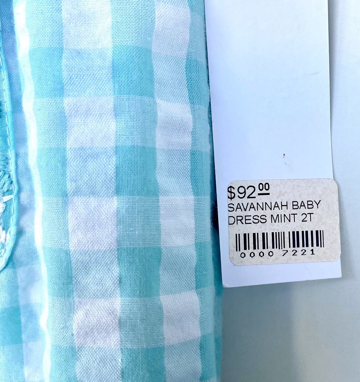 J Marie embroidered Savannah Dress 2T Retail $92 Price $49 Mint Gingham