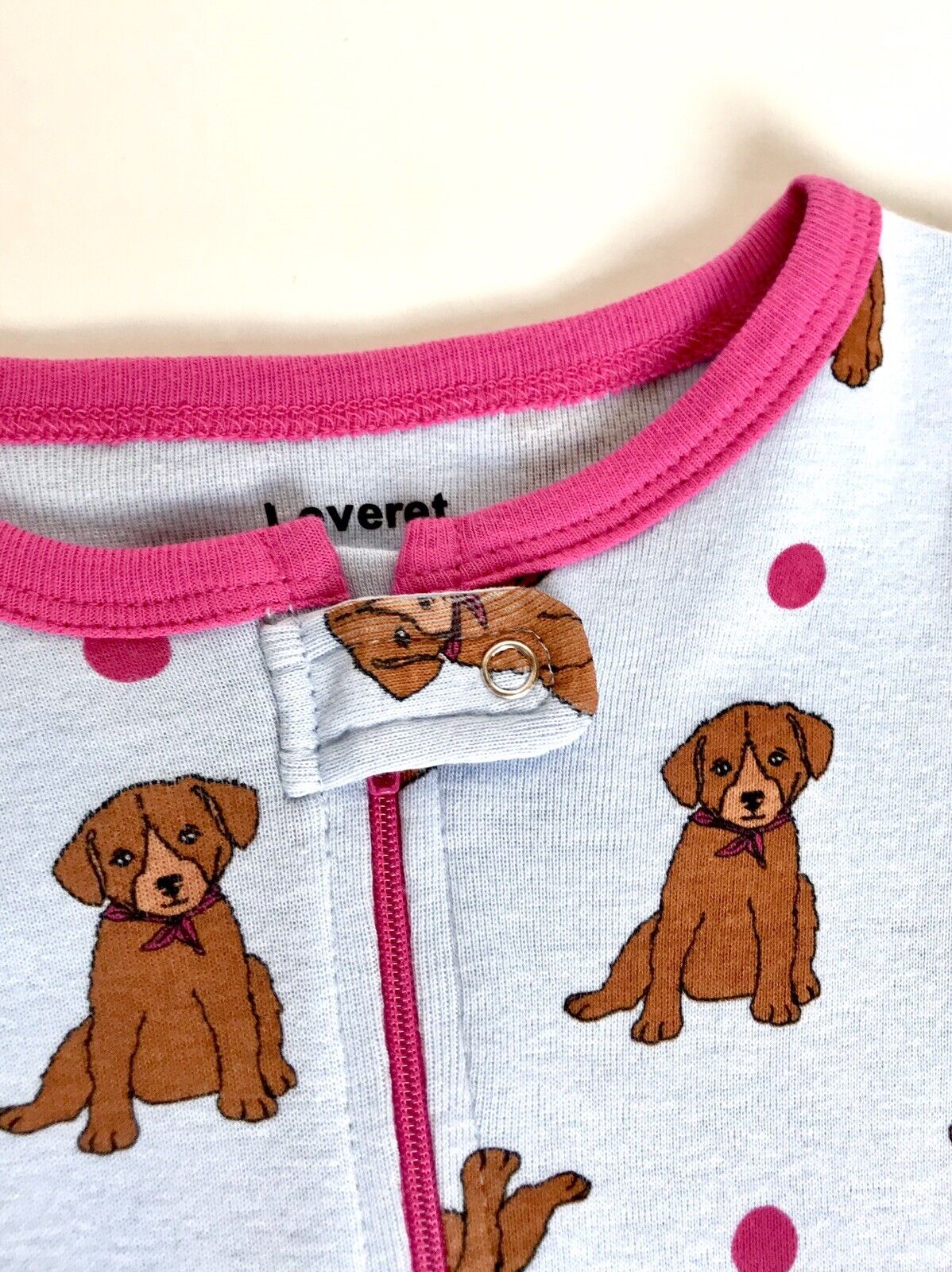 Leveret Baby Girls Pink & Blue Footed Puppy Sleepsuit 6-12 M Price $16 NWT