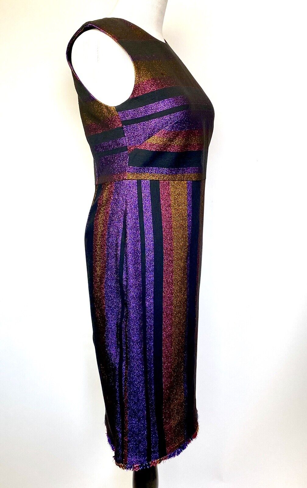 Diane Von Furstenberg Metallic Stripe Dress. NWT Retail $548  Price $198 Size 6