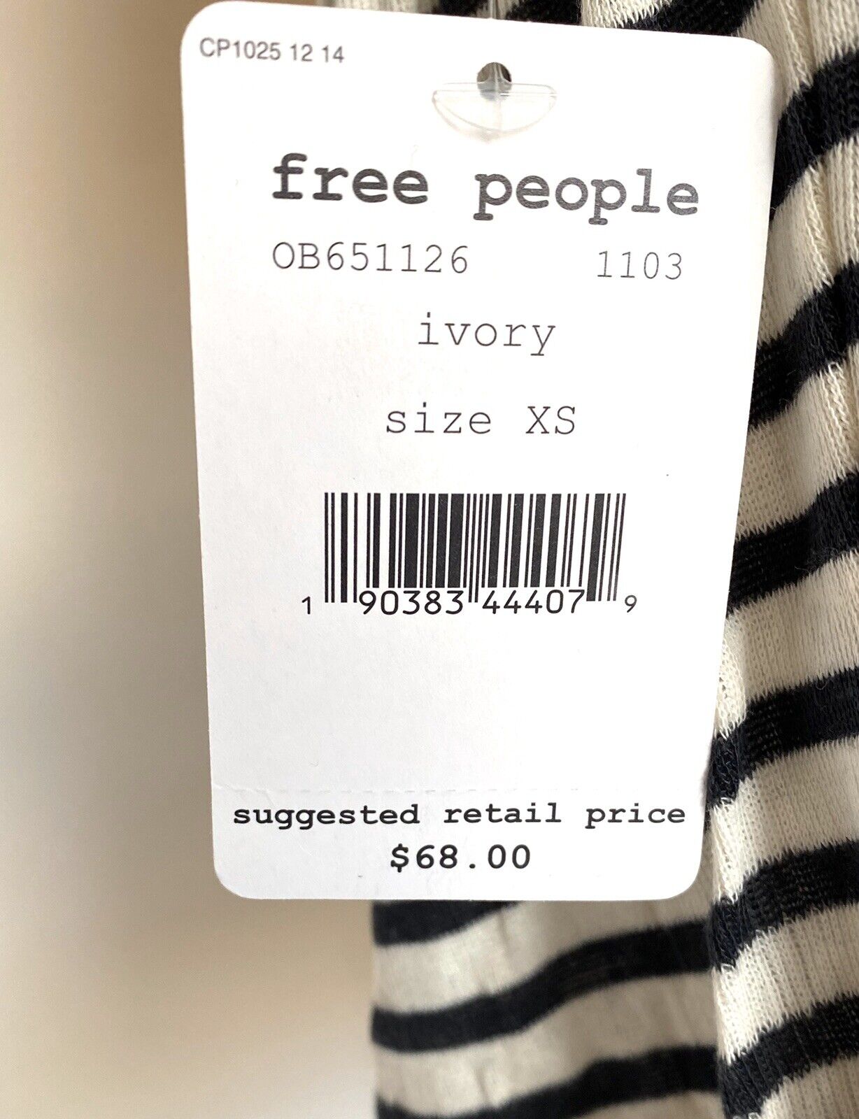 Free People JoJo Striped Stretch Swing Top Retail $68 Price $22 NWT Size XS