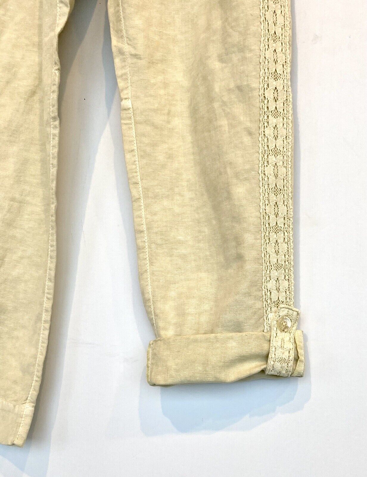 Sundance Organia Cotton Pants Lace Side Panel Retail $98 Price $56  P4 Petite