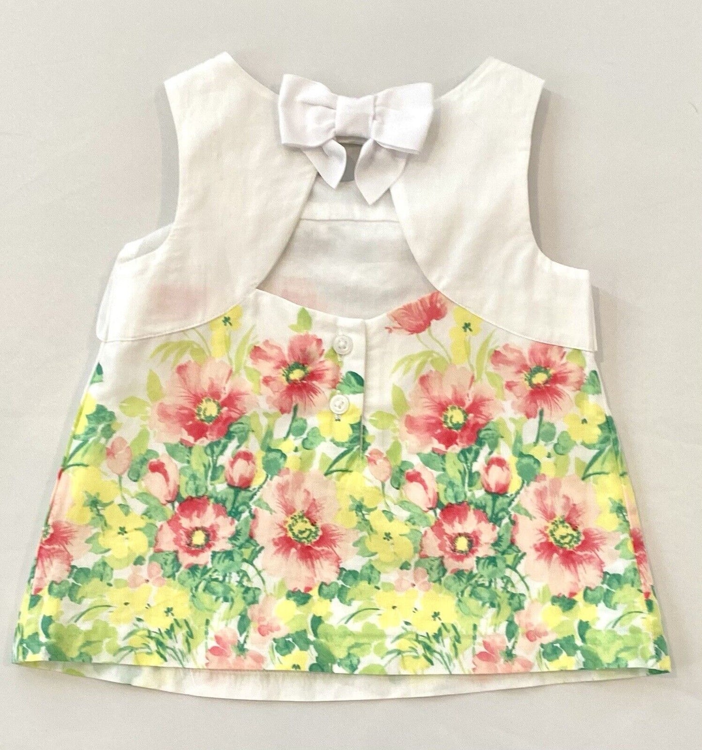 Janie And Jack White Floral Top 12-18 M NWT $29 Keyhole Back Bow
