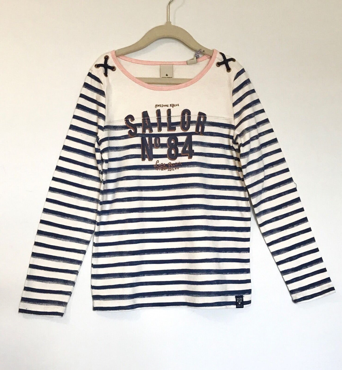Scotch R'Belle Breton Cream & Blue Stripe Shirt.NWT Age 8 Retail $55 Price $38