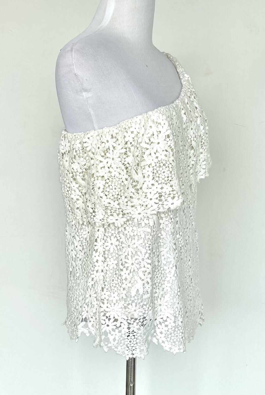 VELVET Graham & Spencer One Shoulder Crochet Top Retail $139 Price $39 XS