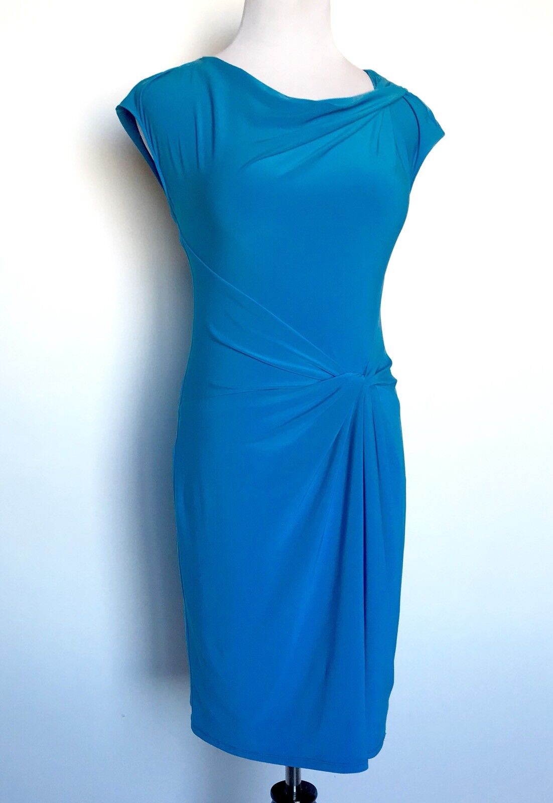 Anne Klein Blue Stretch Knot Twist Dress. Size 4 Retails $119 Price $53 NWT