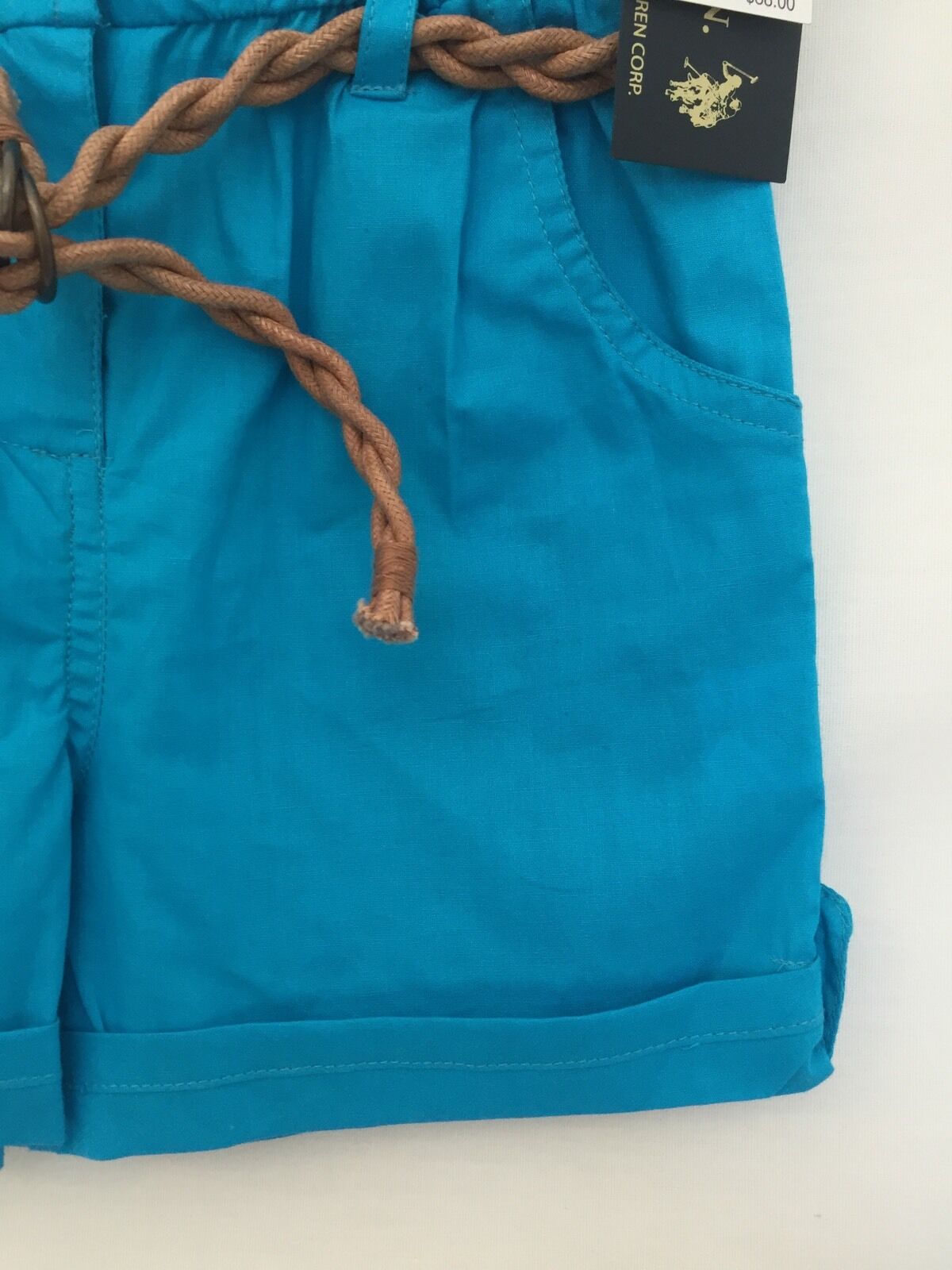 U.S. POLO ASSN. Blue short pantsuit. Rope Belt NWT Age 2 T Retails $38 $14