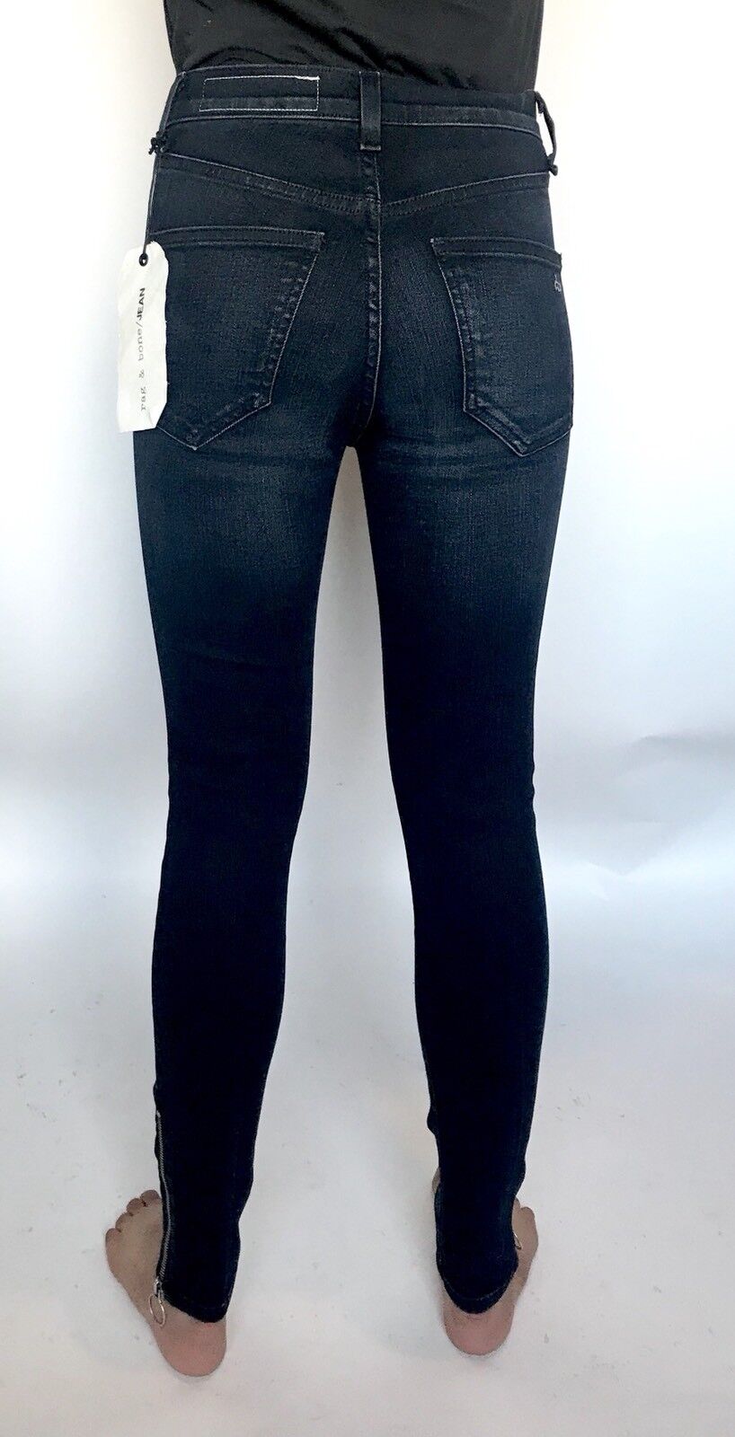 Rag & Bone Black Brook O Ring Capri Jeans. Size 24 Retail $275 Price $115 NWT