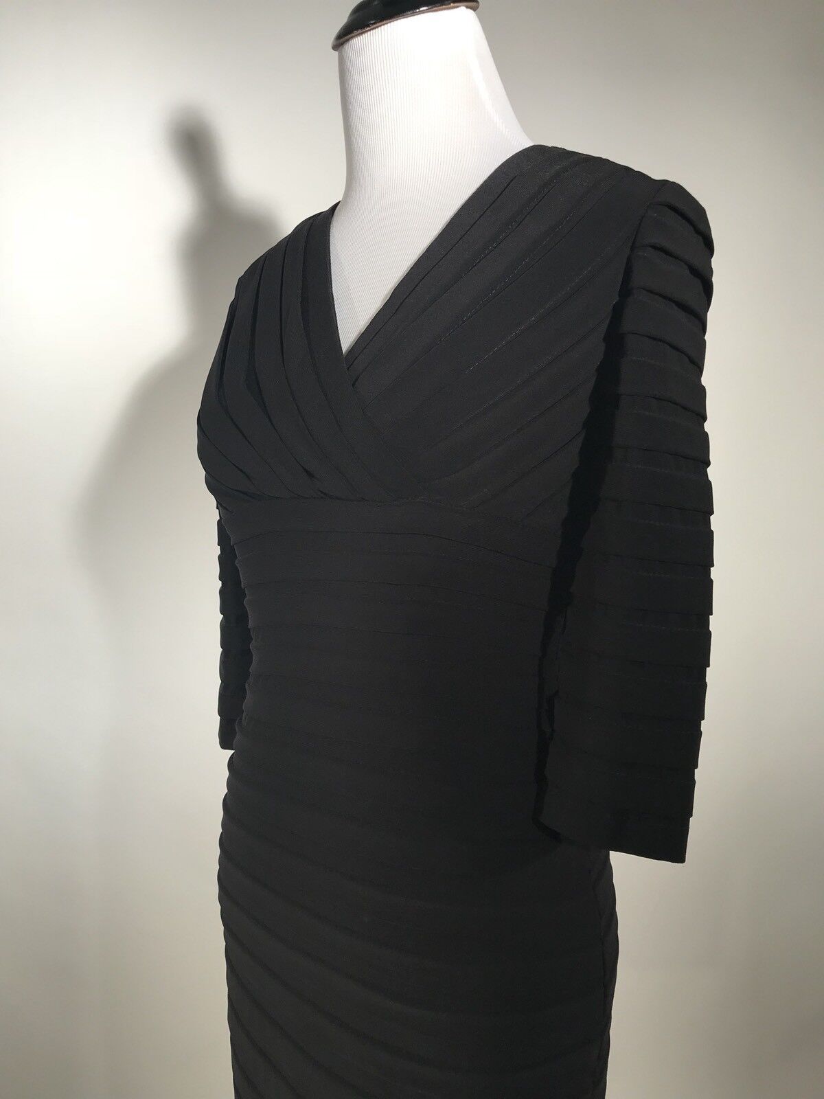 Adrianna Papell Black Banded Stretch Dress NWT Size 0P Price $76