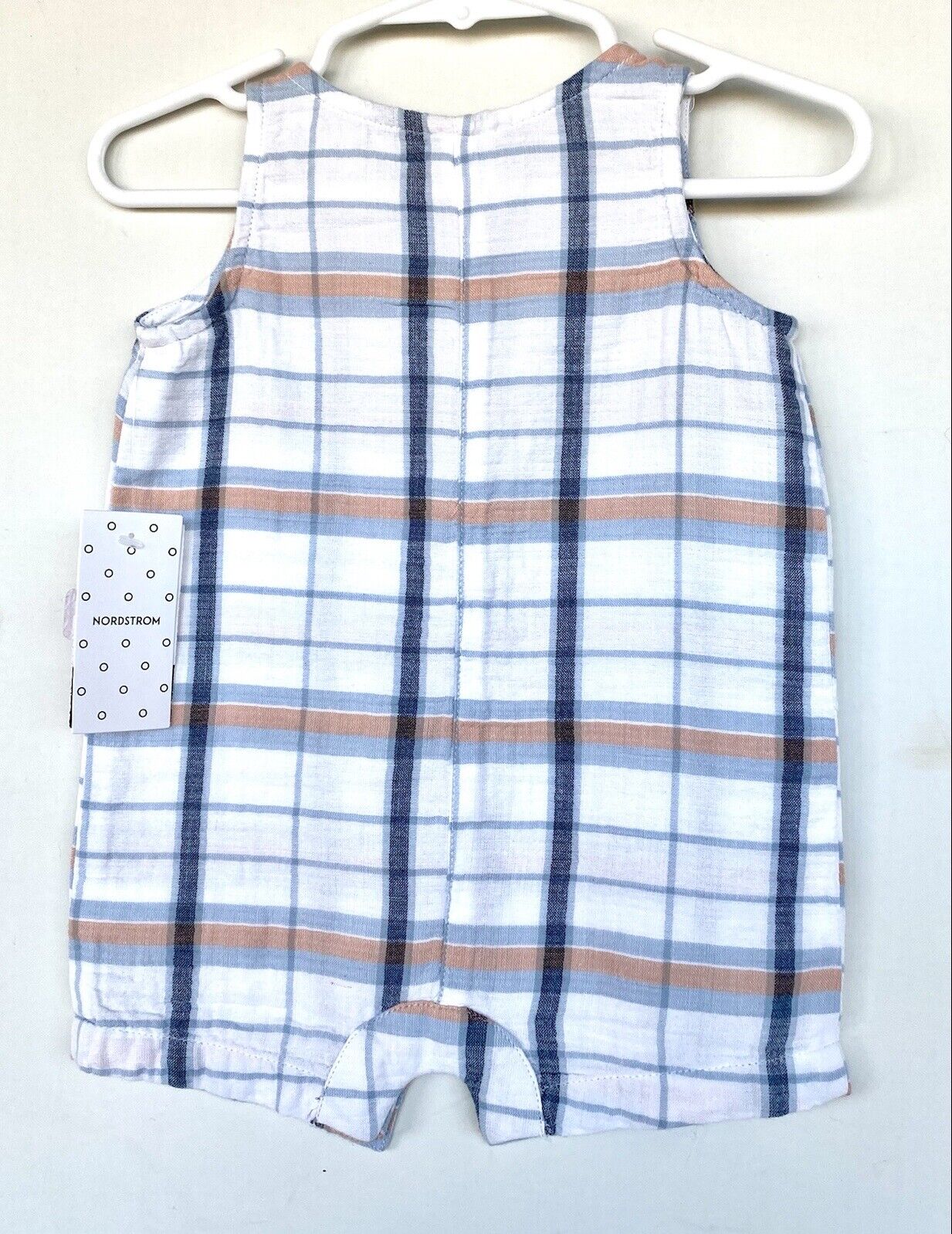 Nordstrom baby Check Cotton Romper Retail $35 NWT Price $22 3 Months