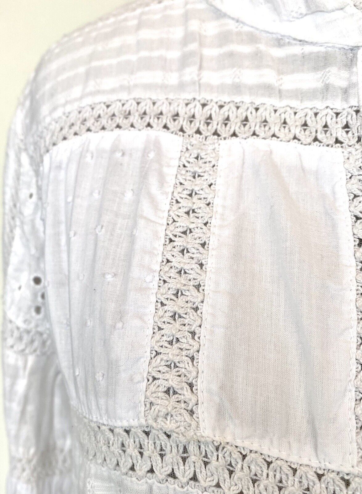 Sundance Dylan White LS Crochet Blouse. Retails $118 Price $48 NWT Size XS