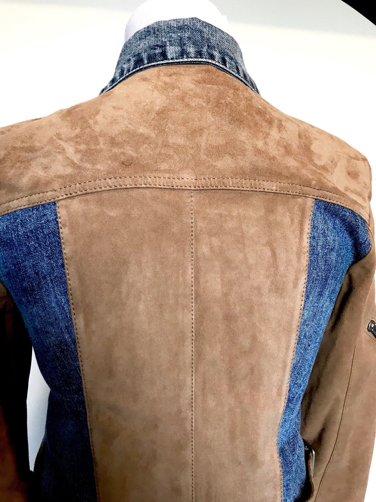 AllSaints Curtis Denim & Suede Leather Jacket NWT Retail $725 Price $335 Size 0