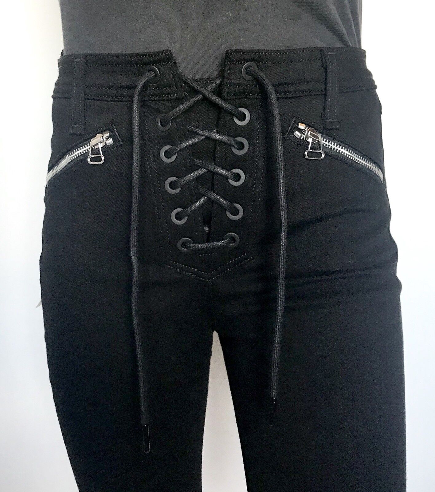 Rag & Bone Black Lace Up Gia Jeans. Size 25 Retail $265  Price $122 NWT