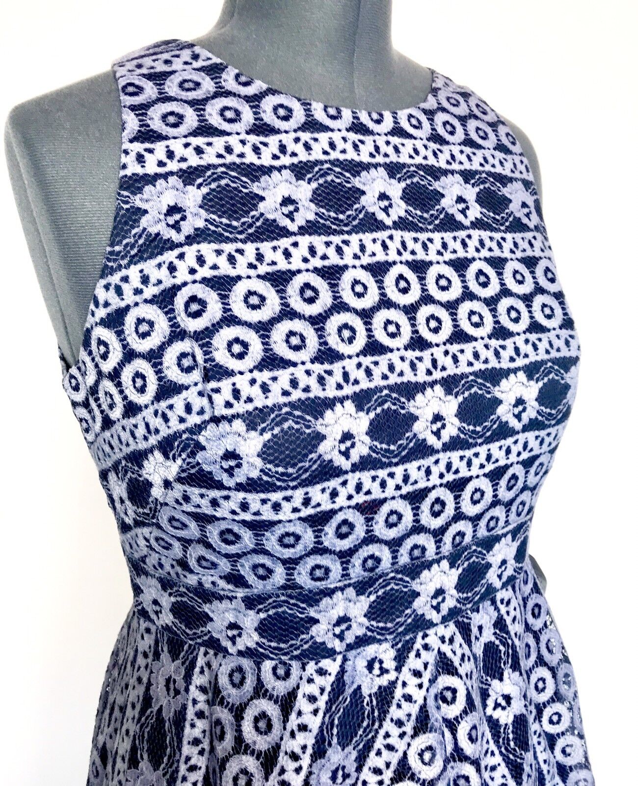Eliza J Navy Blue & Lilac Lace Dress  NWT Retails $178 Price $69 Size 14P