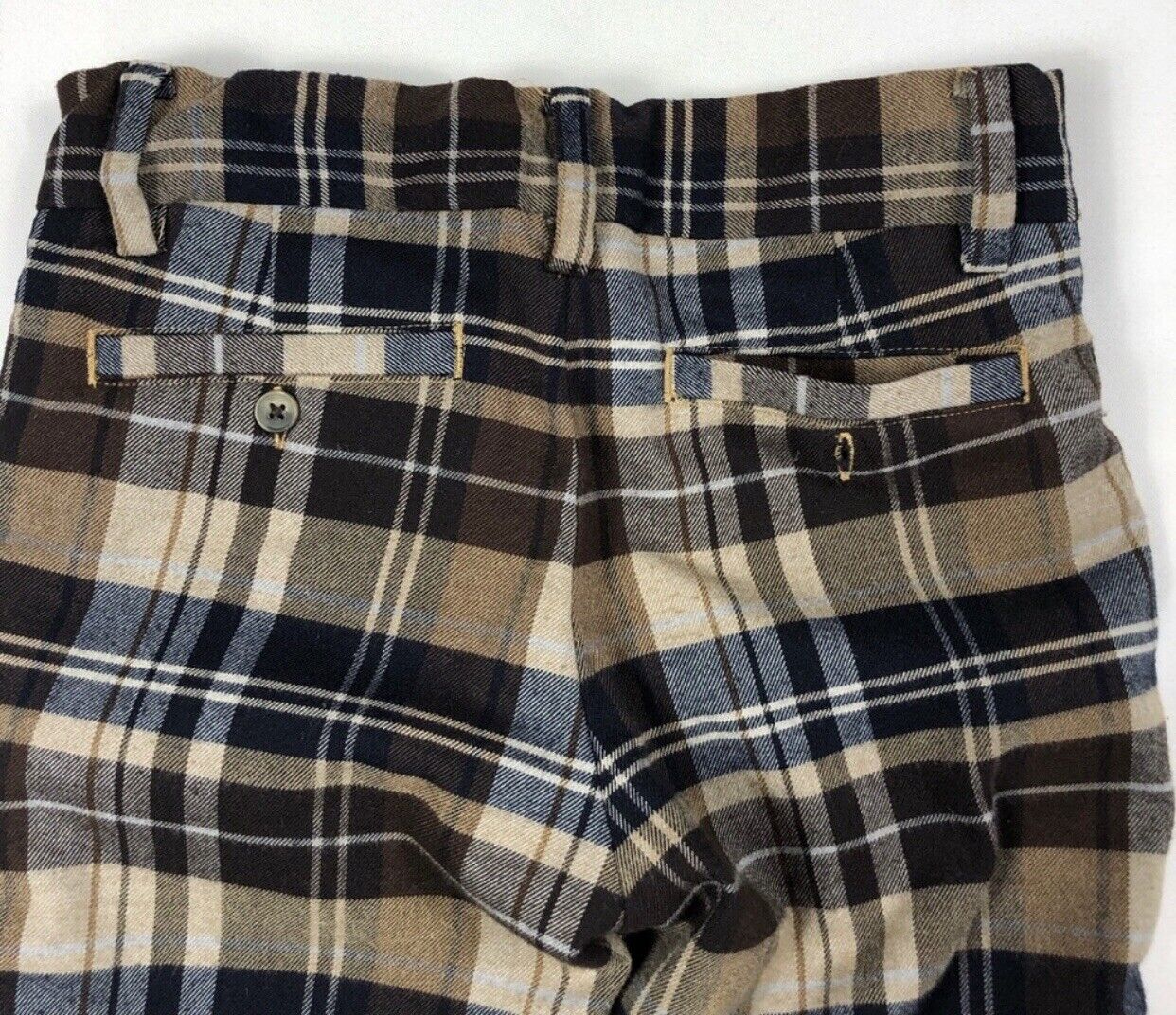 Janie And Jack Tan Brown &Navy Plaid Pants 12-18 M NWT Retail $59 Price $32