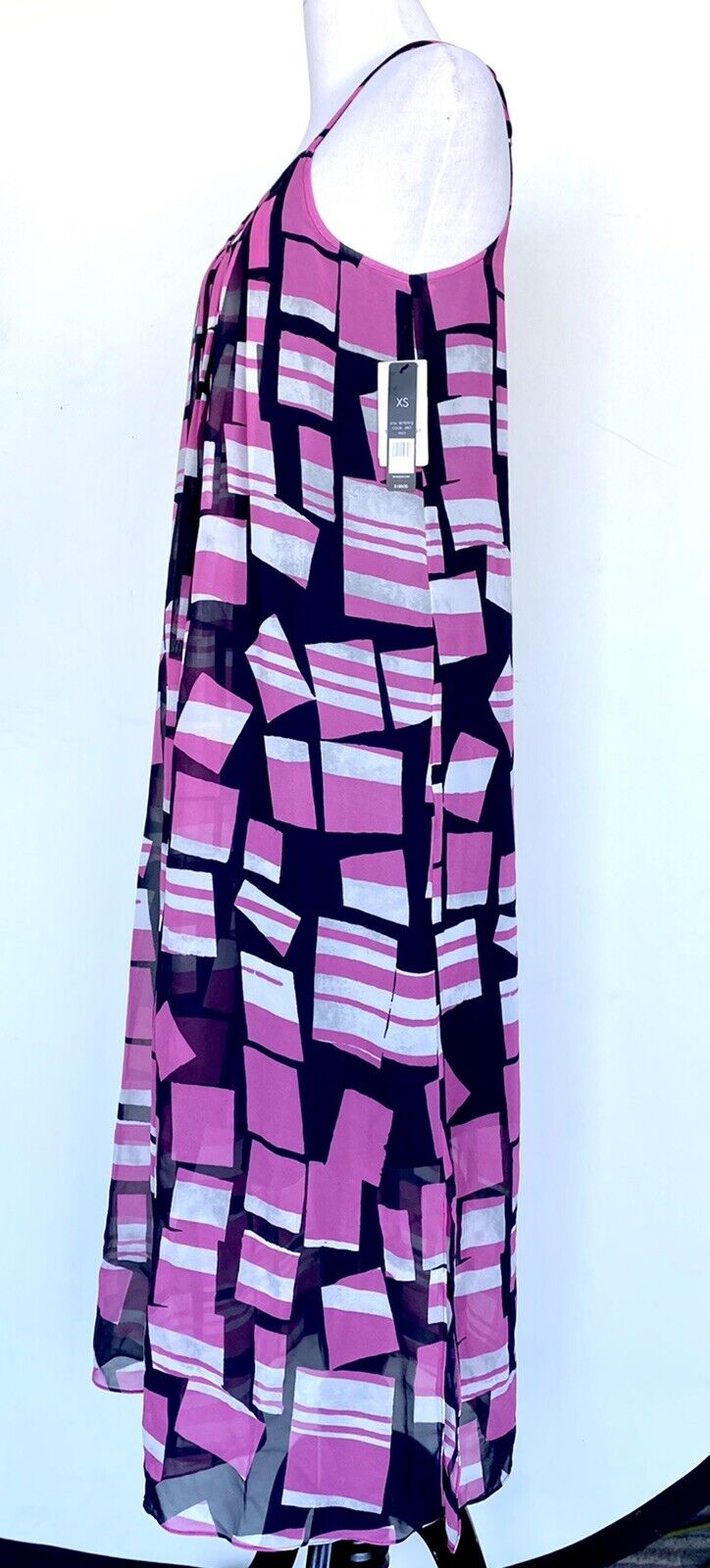 Nic + Zoe Block Party Pleat Shift Dress Retail $188 Price $69 Pink Chiffon XS