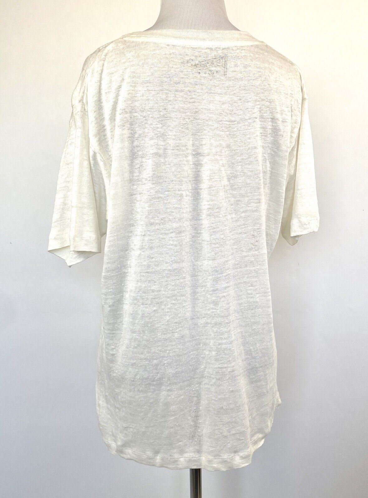 BannerDay Ivory Linen Embroidered T-Shirt Top S (2) Retail $172 Price $45 NWT