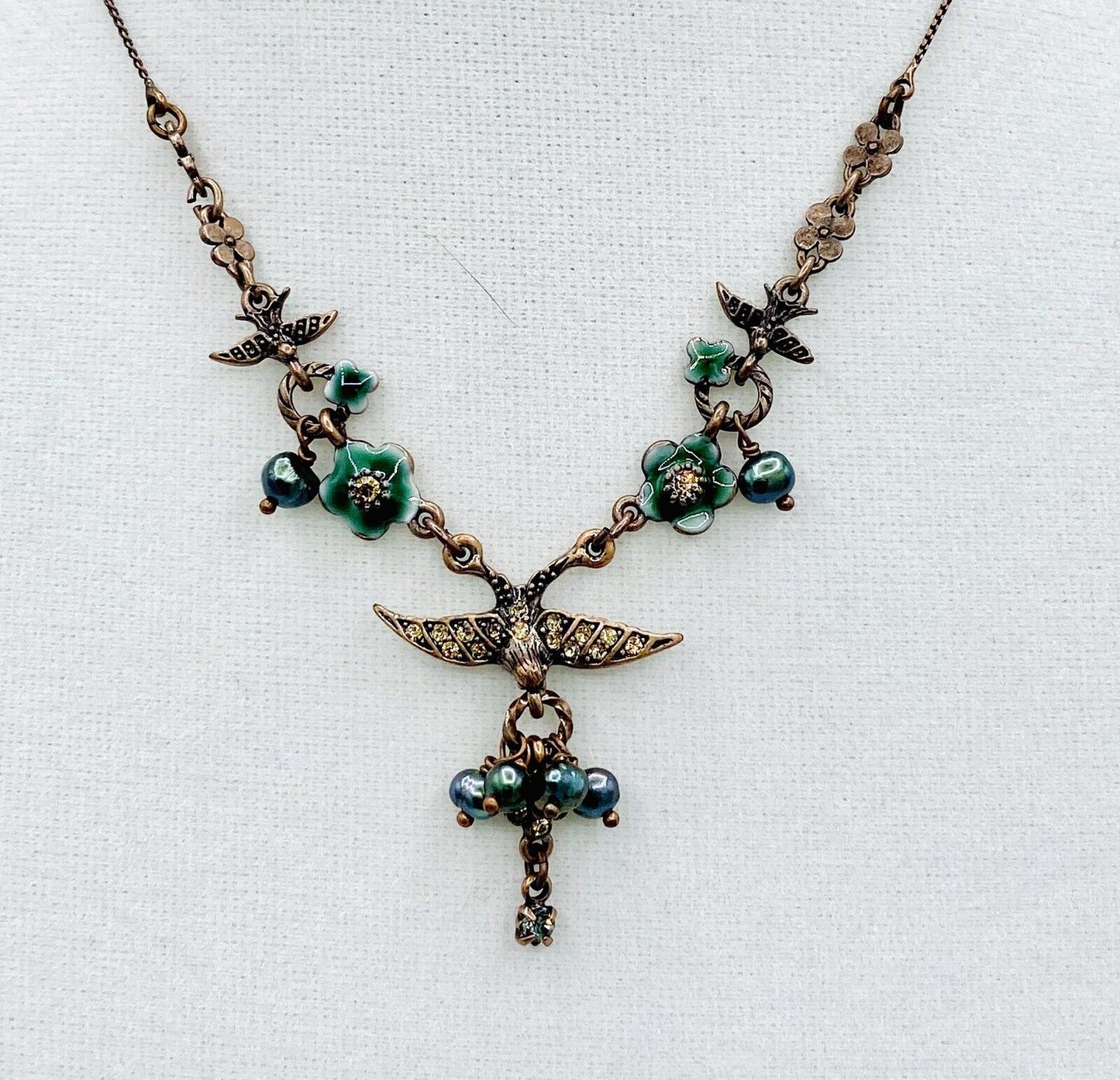 Pilgrim Genuine Swarovski Crystal And Pearl Bird Necklace. NWT Price $14