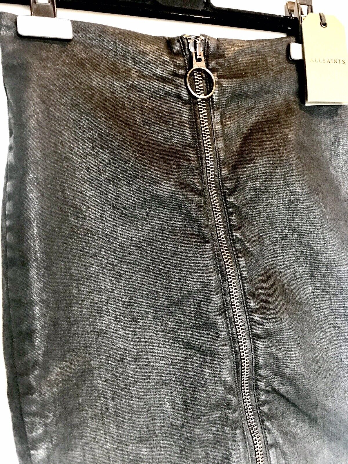 AllSaints Black Jade ZIP Pencil Skirt NWT Size 0 Retails $125 Price $69 NWT