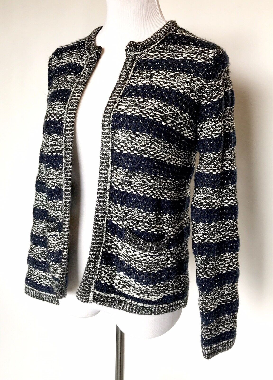 MOTH Anthropologie Navy Cardigan Sweater Jacket Size S Retail $138 Price $69